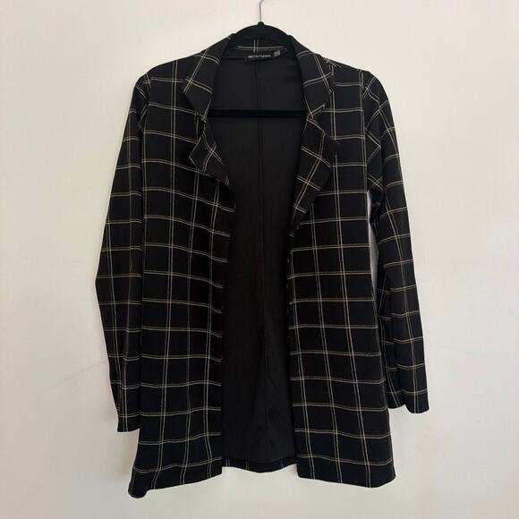 PrettyLittleThing Jackets & Blazers - Pretty Little Thing Womens Black Tweed Check Blazer size US 6